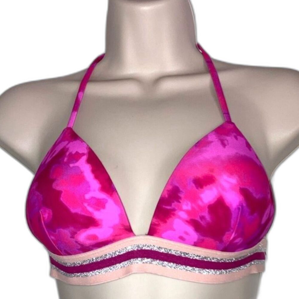 HULA HONEY Hana Pink PushUp Tie Dye Pink Swim Bikini Top Size Small